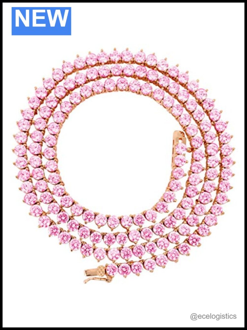 Tennis Necklace Lab Created Diamonds 4MM 3 Prong Choker Chain